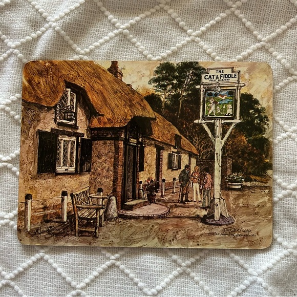 Vintage British Pub Cork Placemats Signed Art Prints Set of‎ 6 Collectible - Picture 3 of 13